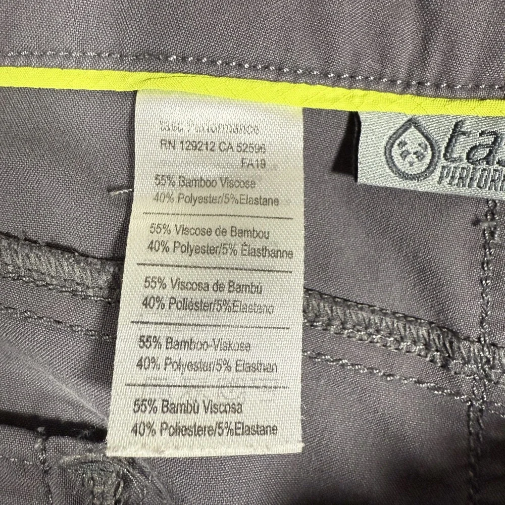 Tasc Pants Mens 38x32 Gray Slim Straight‎ Bamboo Viscose 5 Pocket Chino Preppy